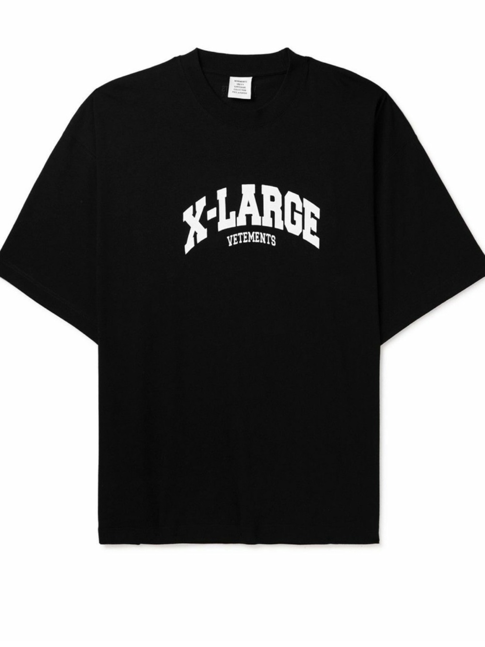 Vetements Black Tee with White X-LARGE Arch Logo